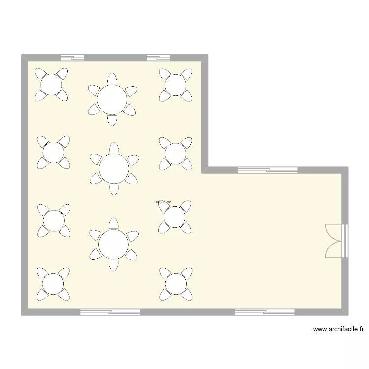 salle de restauration. Plan de 1  et 108 m²