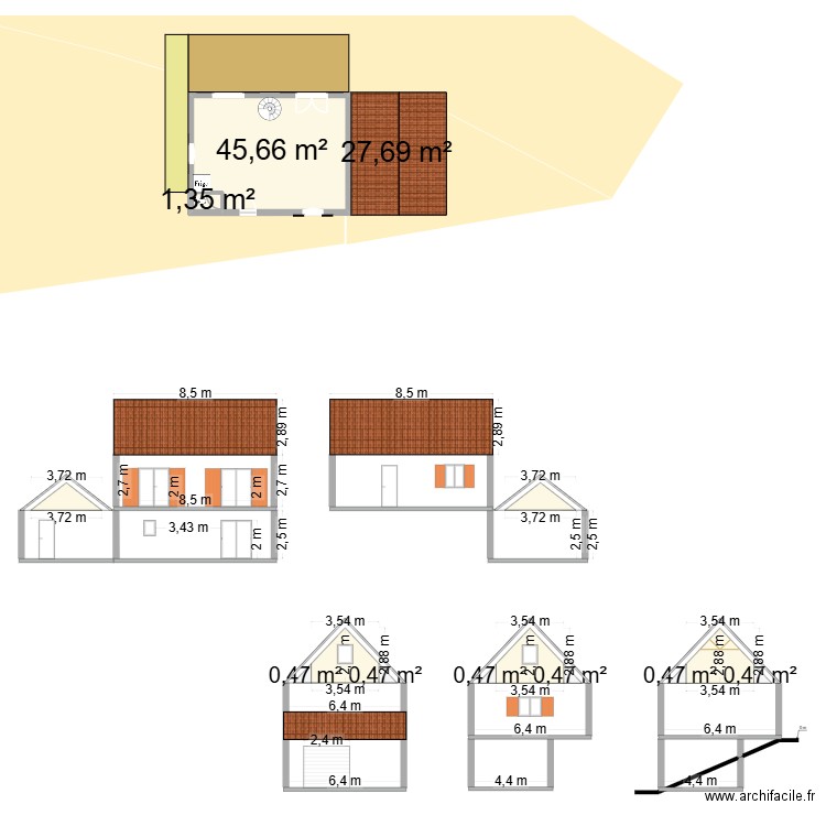 jules2. Plan de 8 pièces et 180 m2