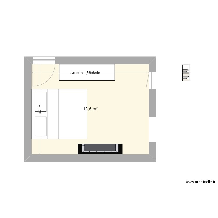 CHAMBRE ERNEST. Plan de 1 pièce et 14 m2