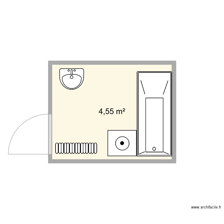 Gaétane sdb. Plan de 1 pièce et 5 m2