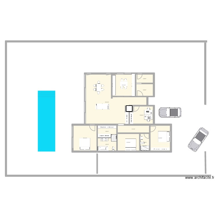 Projet 3 -inversé. Plan de 12 pièces et 148 m2