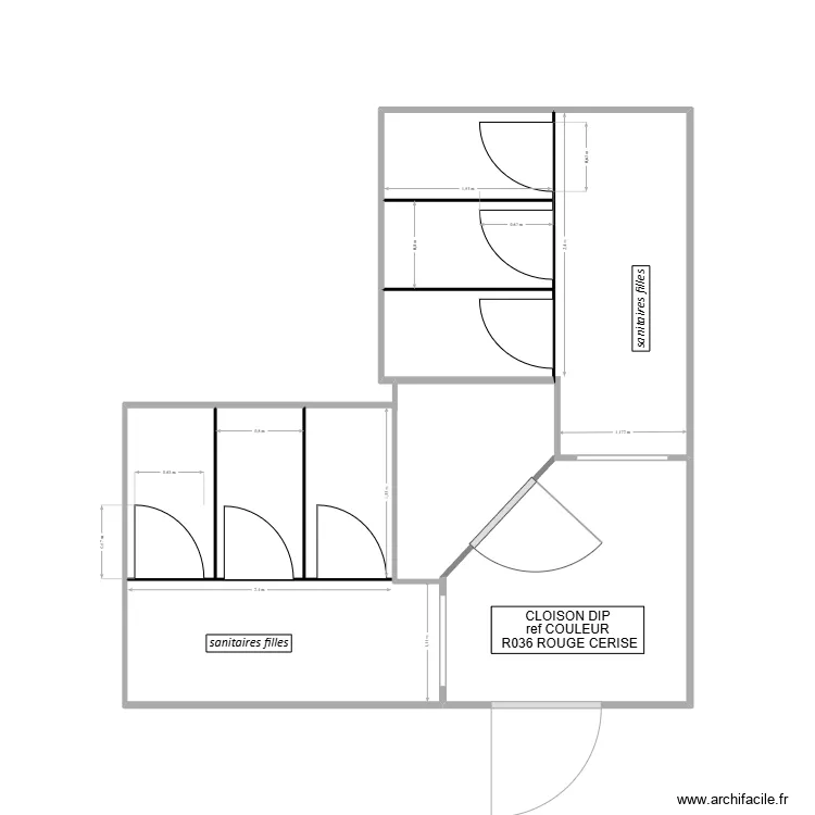 toilette fille cabines DIP. Plan de 