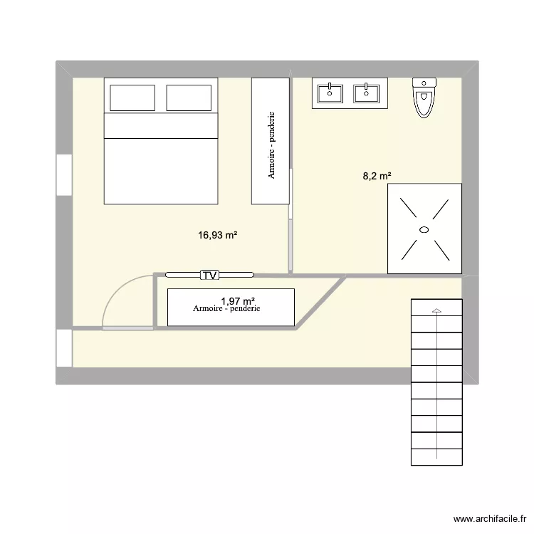 Chambre parentale. Plan de 