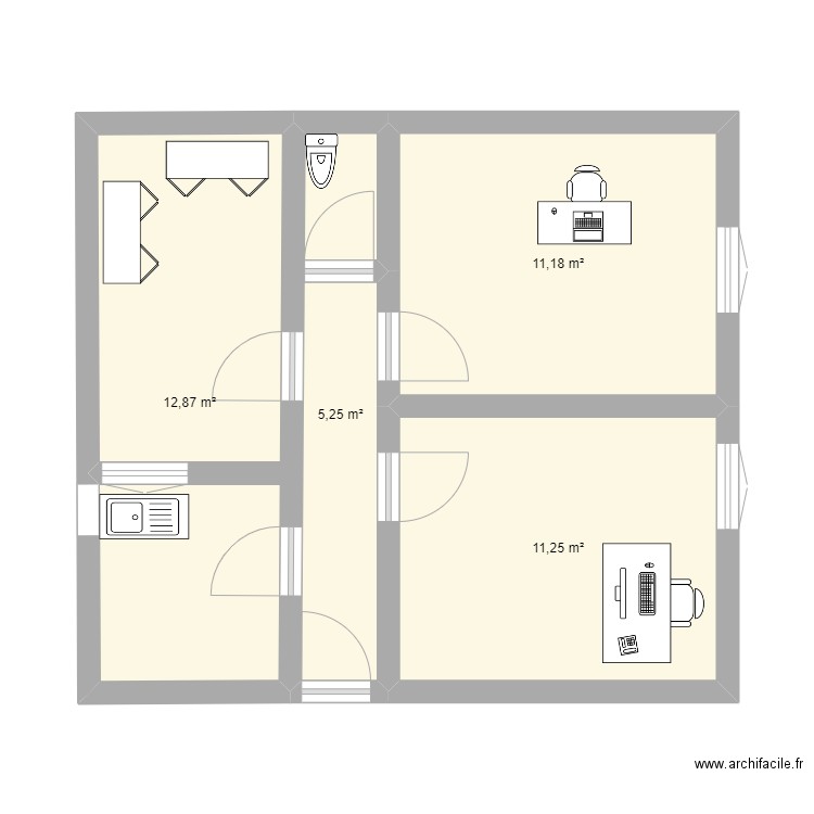 46hvftcbhnjk. Plan de 4 pièces et 41 m2