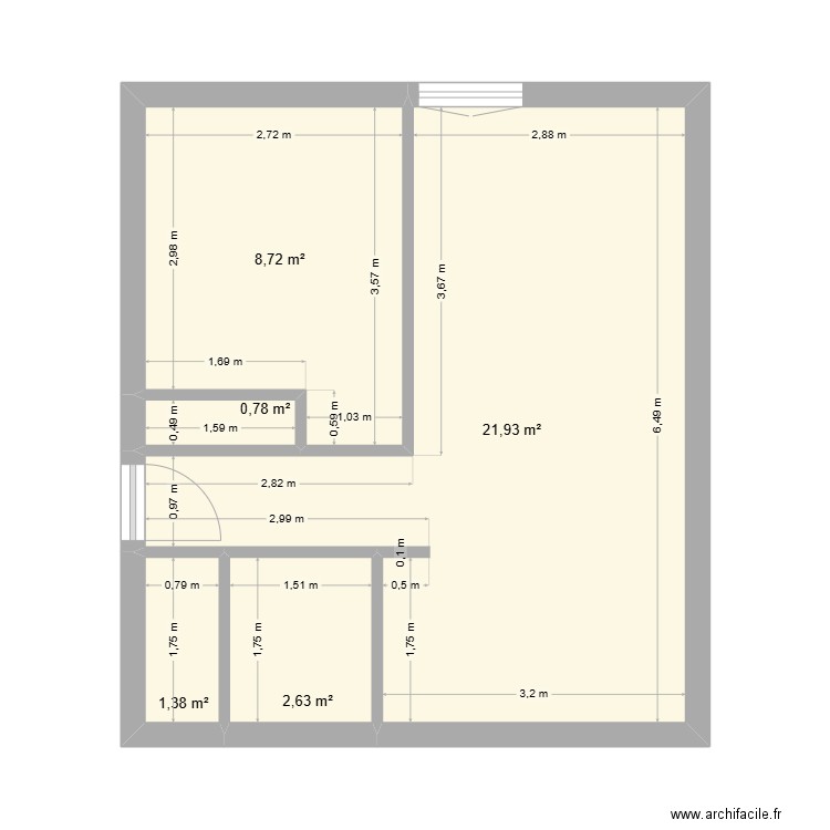 Etampes Chauffour. Plan de 5 pièces et 35 m2