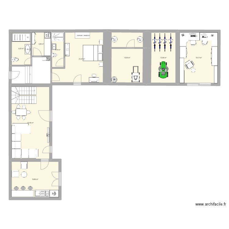 Ailsa's downstairs longterm plan. Plan de 9 pièces et 127 m2