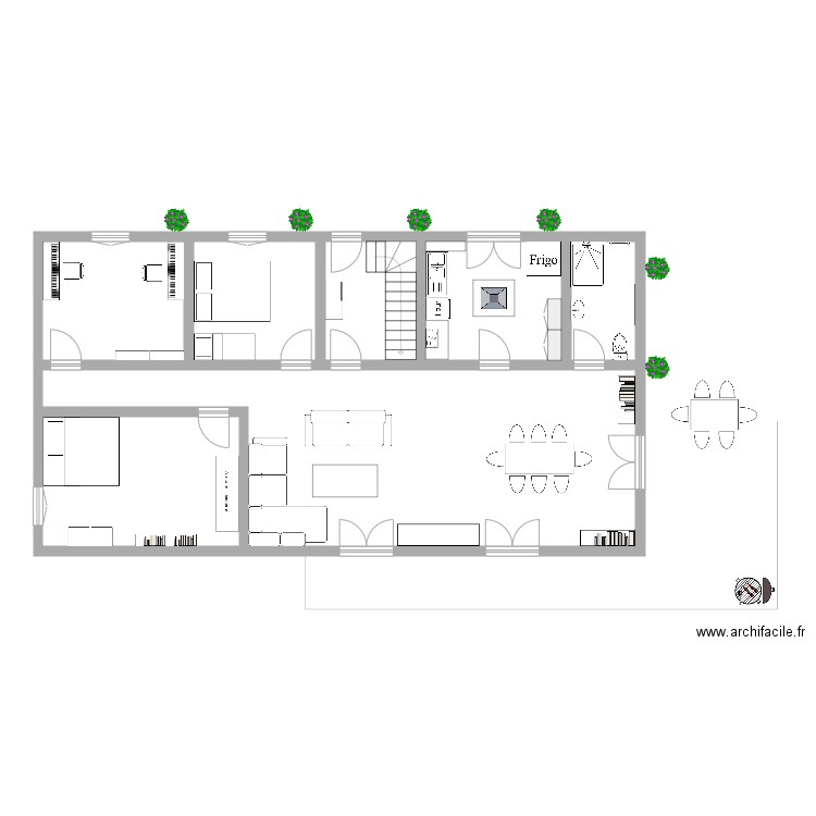 Maison adulte. Plan de 7 pièces et 114 m2