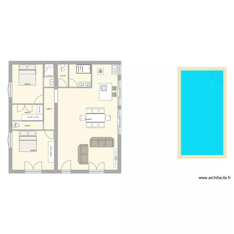 Projet Maison J.. Plan de 8 Pièces et 95 m²