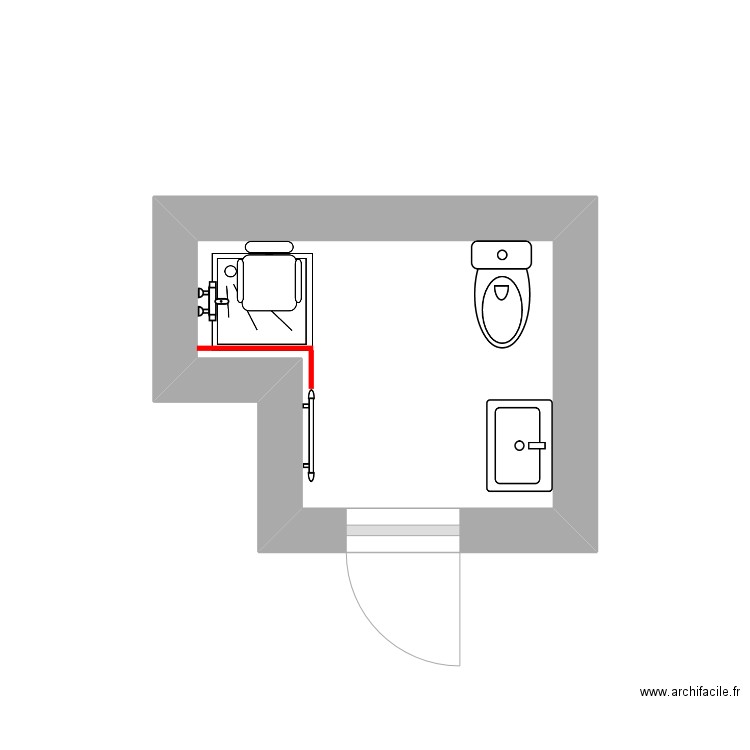 Aly, SDB M B. Plan de 1 pièce et 3 m2