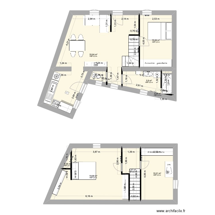 Plan RDC Saint Pourçain. Plan de 8 pièces et 85 m2