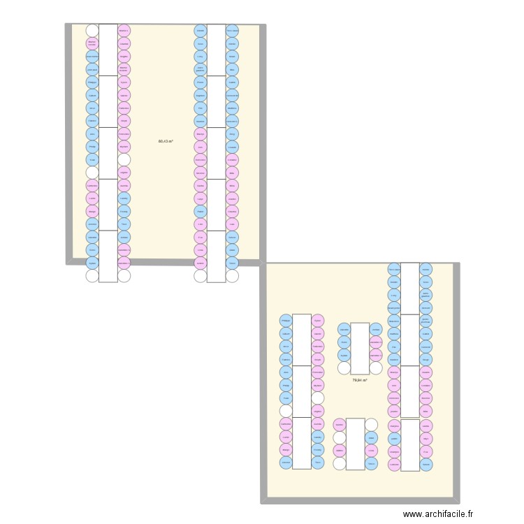 Table. Plan de 1 pièce et 80 m2