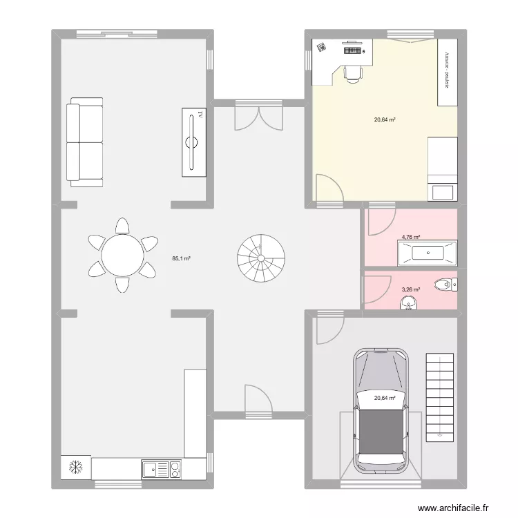 tqt tu clc. Plan de 5  et 134 m²