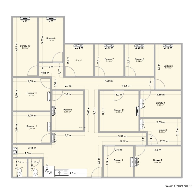 Test 3. Plan de 17 pièces et 148 m2