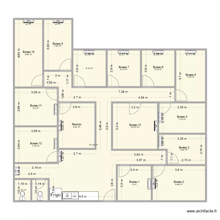 Test 3. Plan de 17 pièces et 148 m²