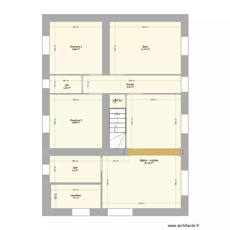 Marboeuf - Projet extension. Plan de 11  et 71 m²