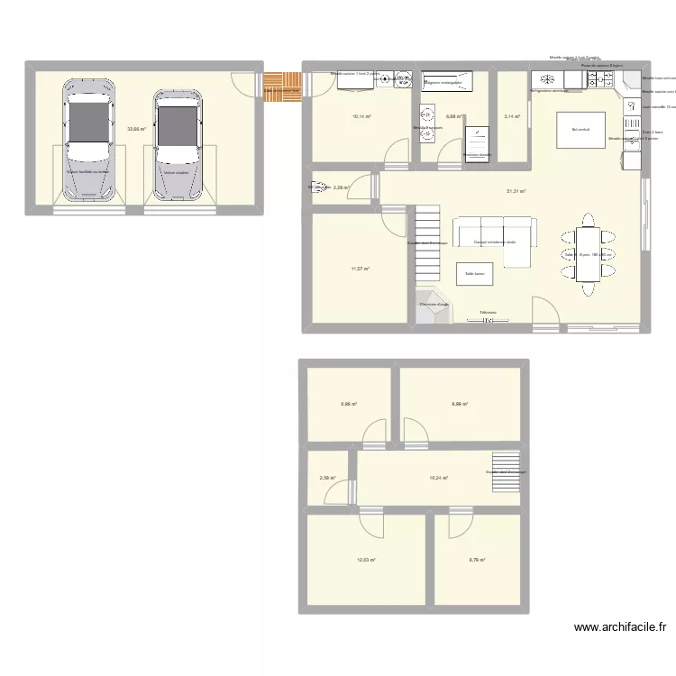 Maison avec &eacute;tage. Plan de 