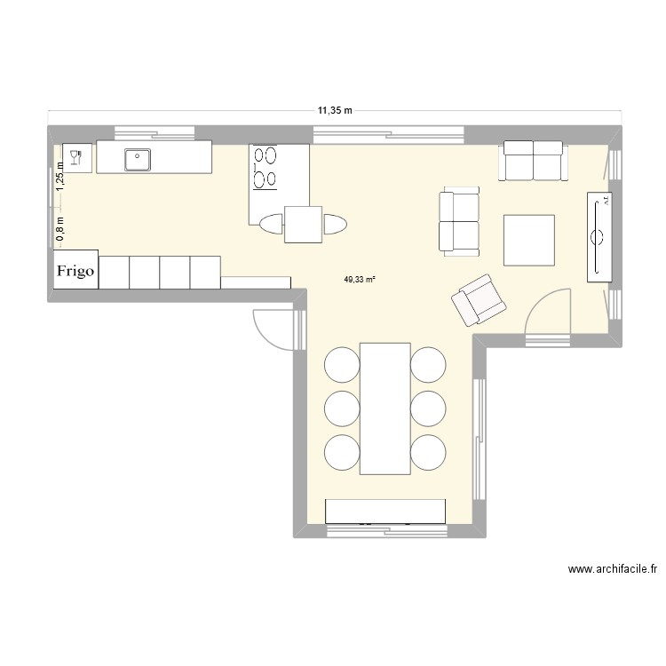Esteville. Plan de 1 pièce et 49 m2