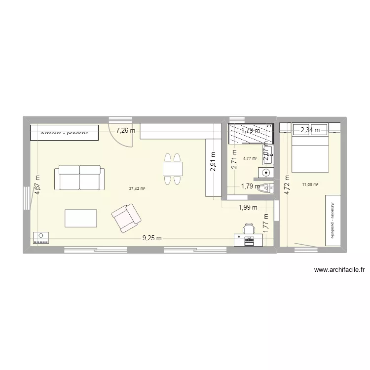 plan container 3. Plan de 3  et 53 m²