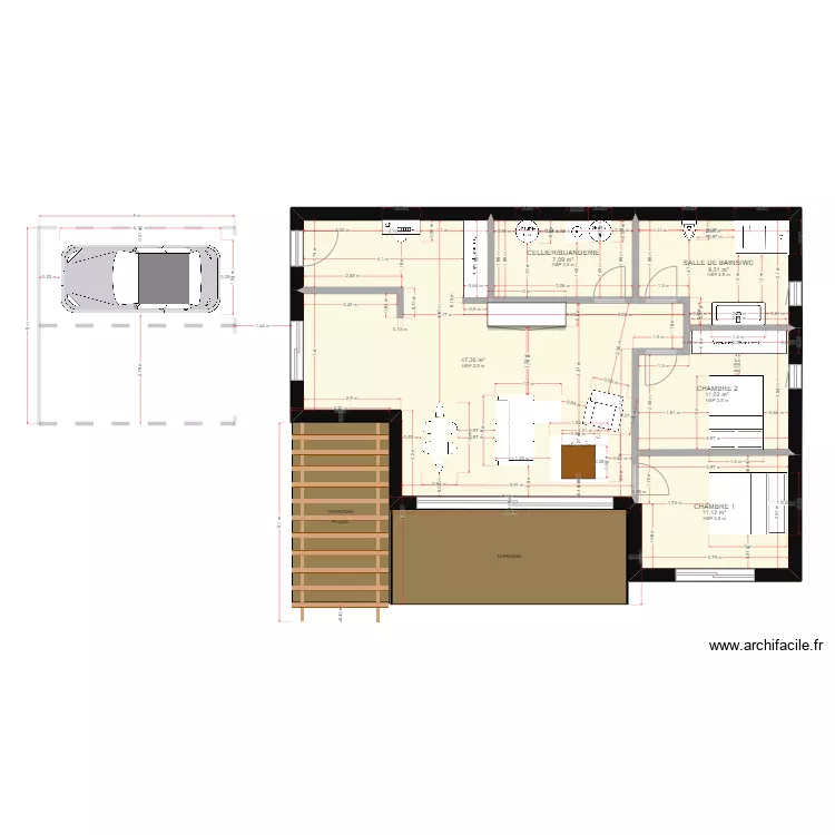 plan double L. Plan de 