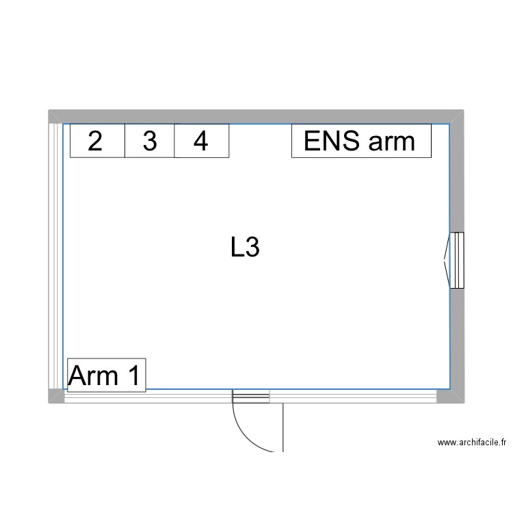 Local 3. Plan de 1 pièce et 33 m2