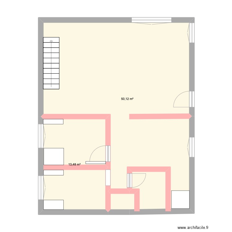 Gilet. Plan de 2 pièces et 64 m2