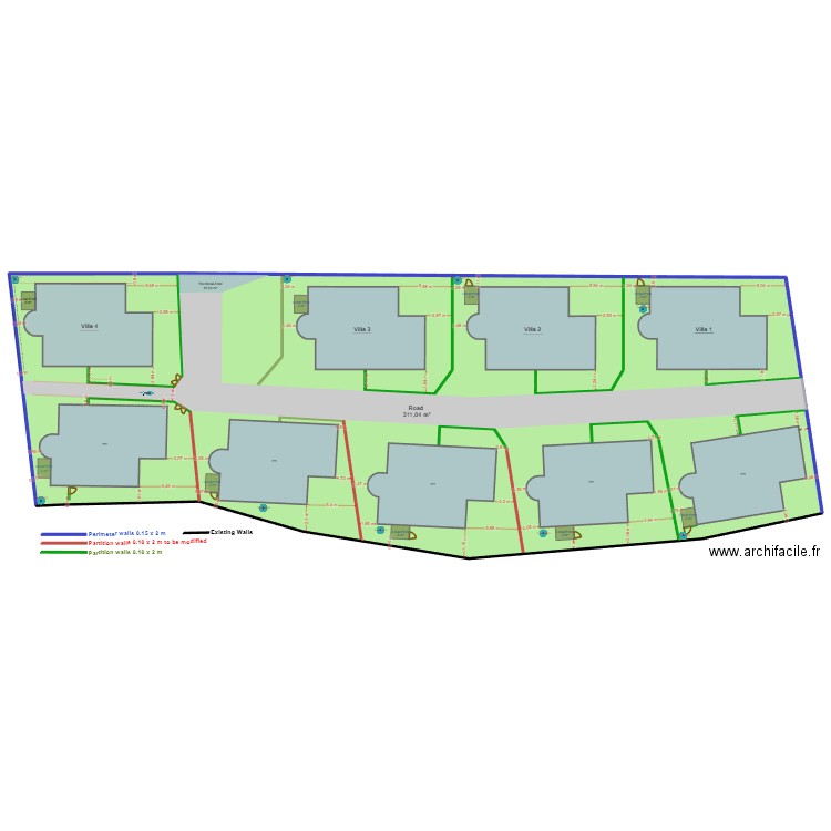 Implantation V4. Plan de 1 pièce et -1823 m2