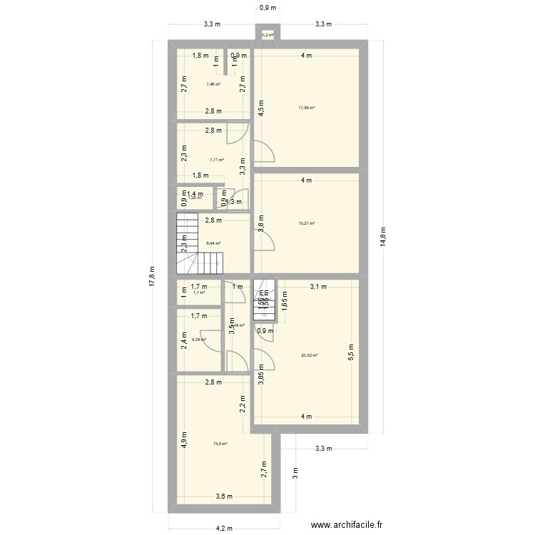1er. Plan de 13 pièces et 103 m2
