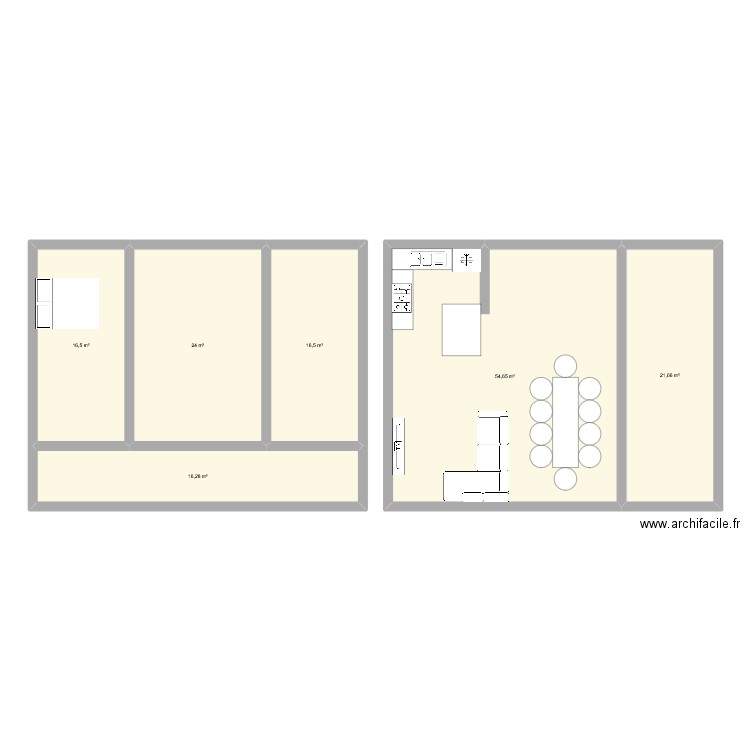 batisse. Plan de 6 pièces et 150 m2