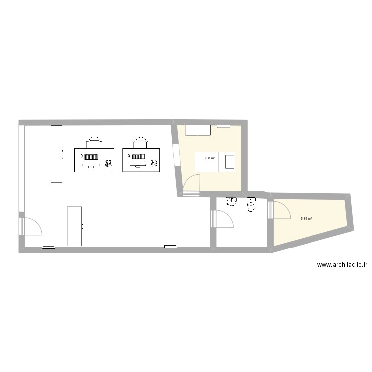 Boutique de Gwendoline. Plan de 2 pièces et 15 m2