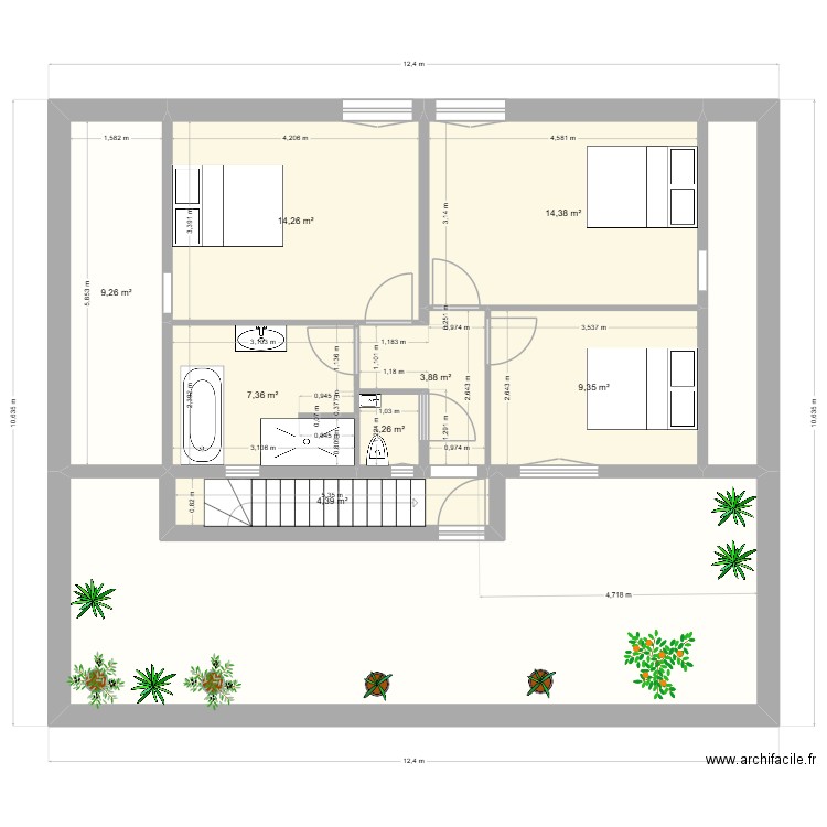 etage 23 ter PERSO. Plan de 10 pièces et 108 m2