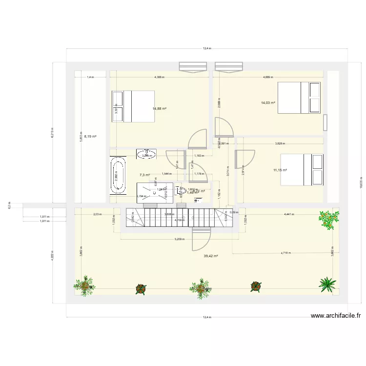 etage 23 ter PERSO. Plan de 9  et 108 m²