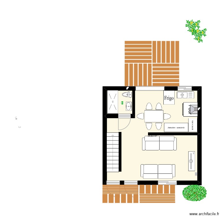 rez de chaussée 7332 baldwin a. Plan de 1 pièce et 35 m2
