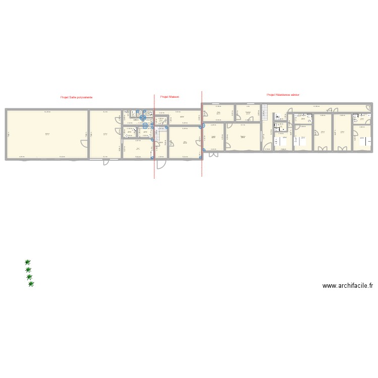 Les 3 saules rénovation V8. Plan de 40 pièces et 614 m2