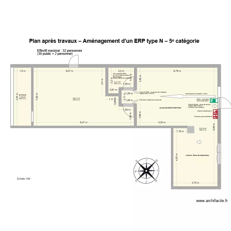 plan c&ocirc;t&eacute; 3. Plan de 4 pièces et 100 m²