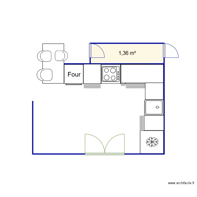 PLAN CUISINE. Plan de 1 pièce et 1 m2