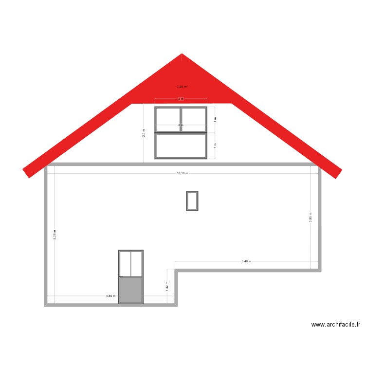 Façade EST 26.05.2025. Plan de 2 pièces et 64 m2
