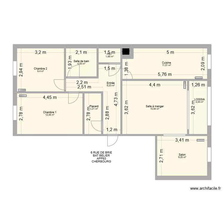 BAT BELIER APP83. Plan de 11  et 80 m²
