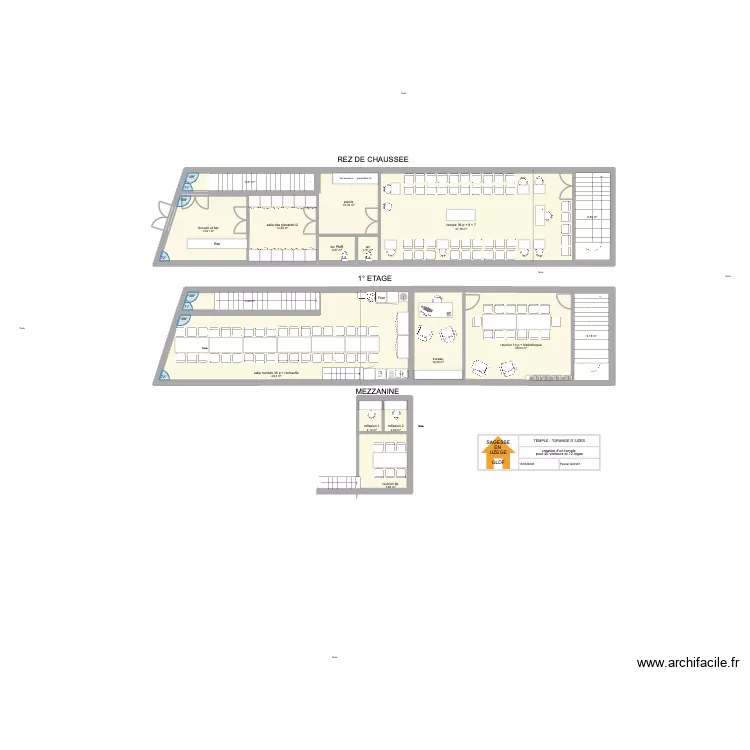 temple grange. Plan de 16  et 220 m²