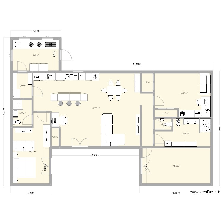 Plan10. Plan de 11 pièces et 145 m2