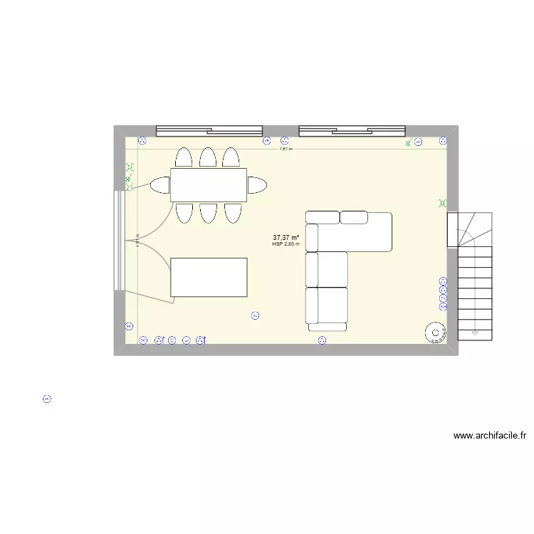 rdc maison bleu ben version. Plan de 