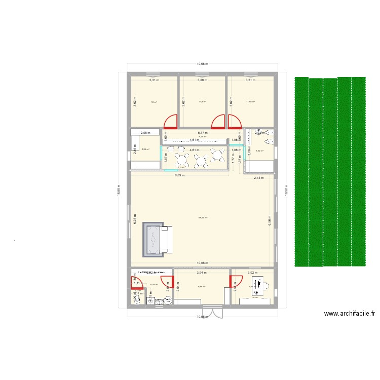MAM. Plan de 11 pièces et 153 m2