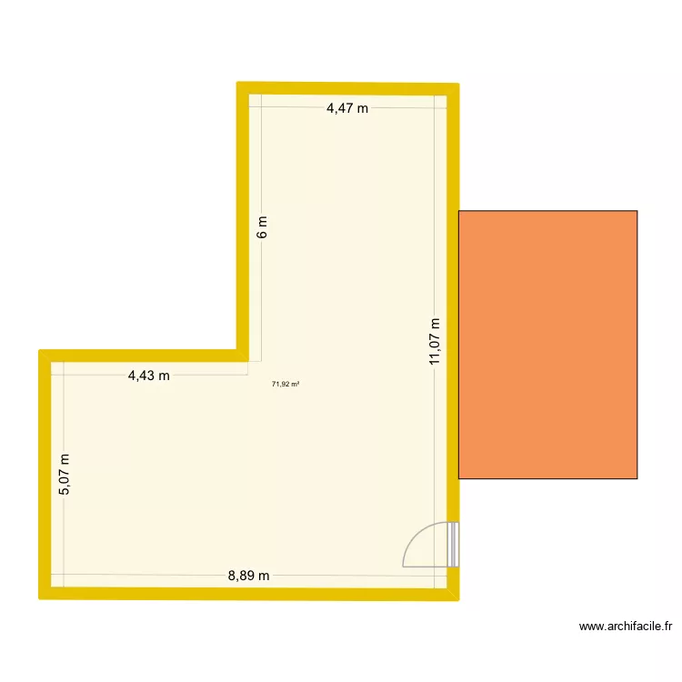 Reprise plan L treco. Plan de 1 et 72 m² Reprise plan L treco. Plan de 1 et 72 m²