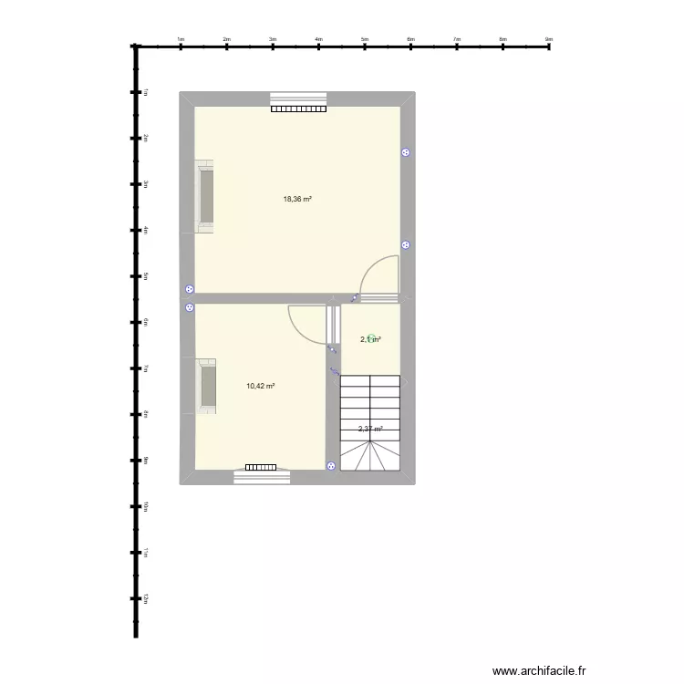 Niveau 1 - Chambres. Plan de 4 Pièces et 33 m²