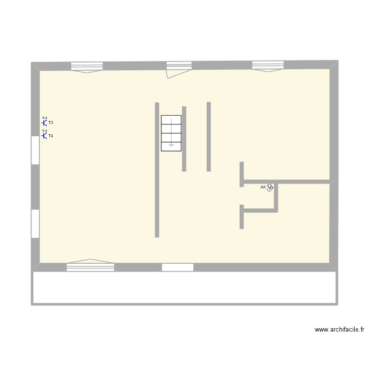 plan de base dylan rez de chaussé. Plan de 1 pièce et 54 m2
