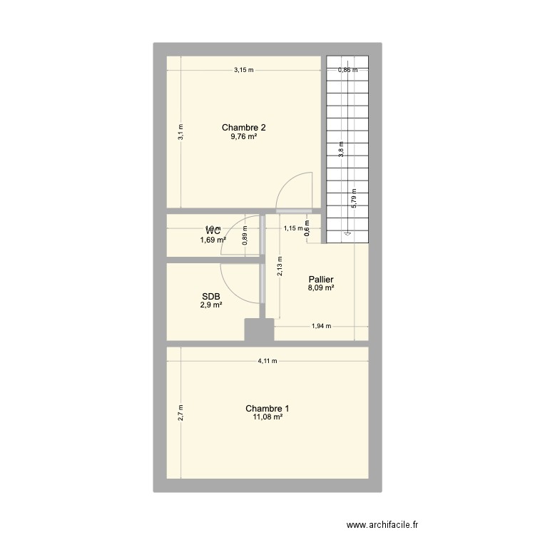 Beauzelle 2. Plan de 7 pièces et 34 m2