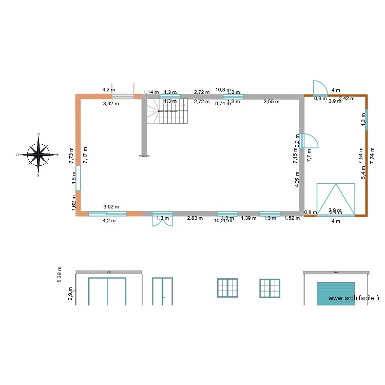 extension. Plan de 0 pièce et 0 m2