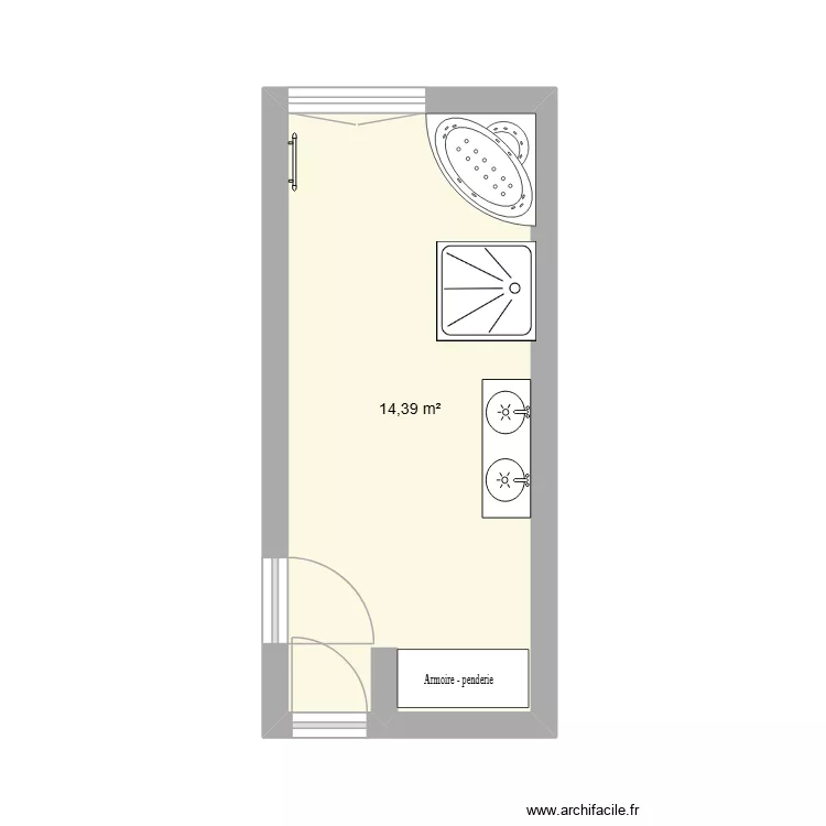 SdB Est. Plan de 1 Pièce et 14 m² SdB Est. Plan de 1 Pièce et 14 m²