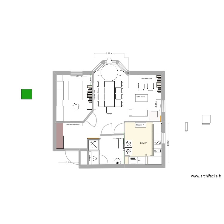 Haie Vignée Reception 1. Plan de 1 pièce et 8 m2