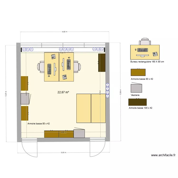 600 initial. Plan de 1  et 23 m²