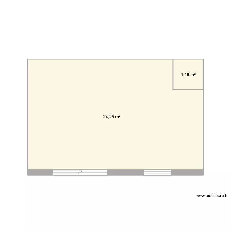 TERASSE. Plan de 2  et 25 m²